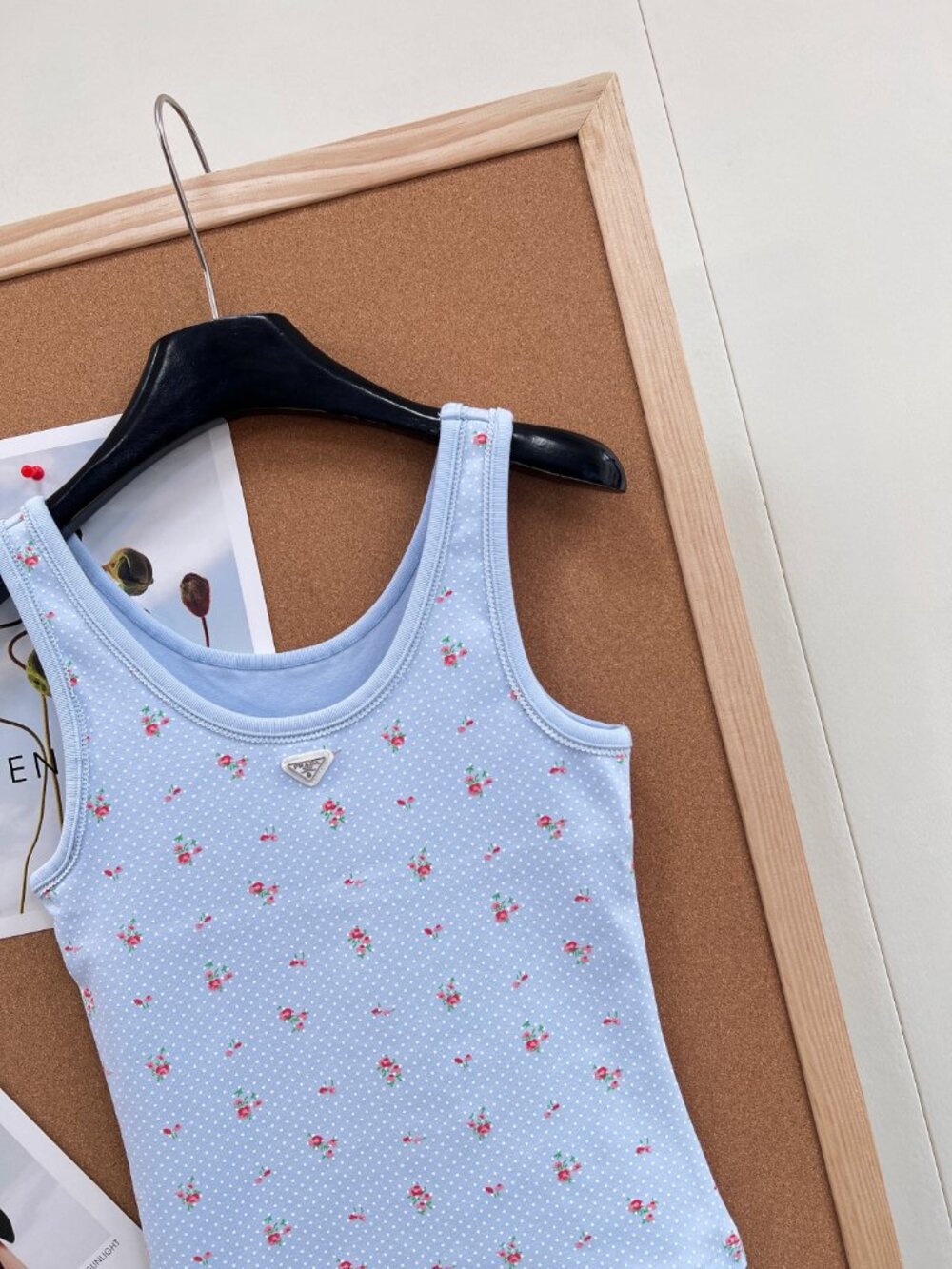 Prada Ditsy Floral Light Blue Tank Top - Picture 5 of 11